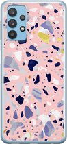 Samsung Galaxy A32 Telefoonhoesje - Transparant Siliconenhoesje - Flexibel - Met Marmerprint - Terrazzo - Roze