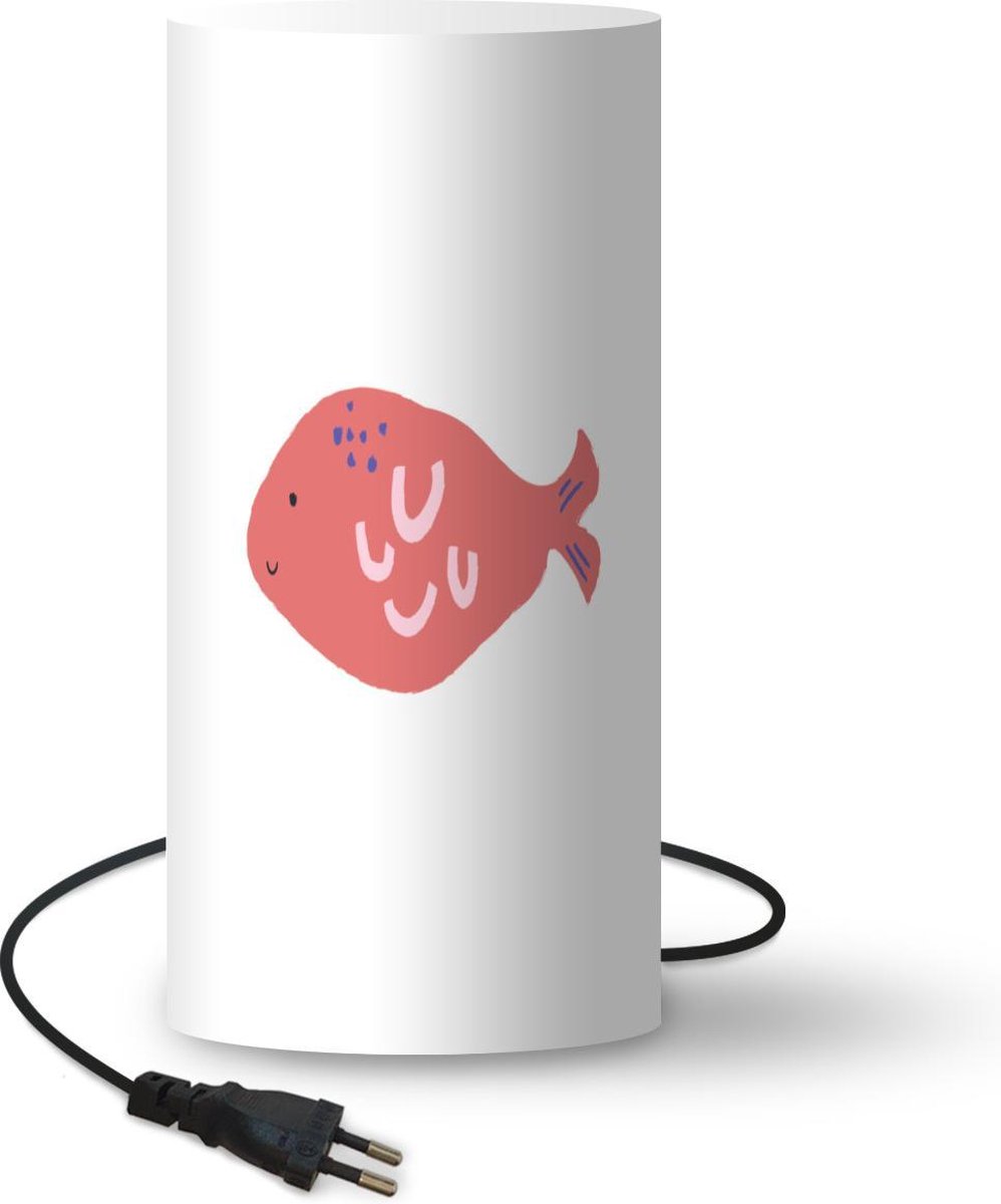 Lamp - Nachtlampje - Tafellamp slaapkamer - Vis - Roze- Pastel - 33 cm hoog - Ø15.9 cm - Inclusief LED lamp