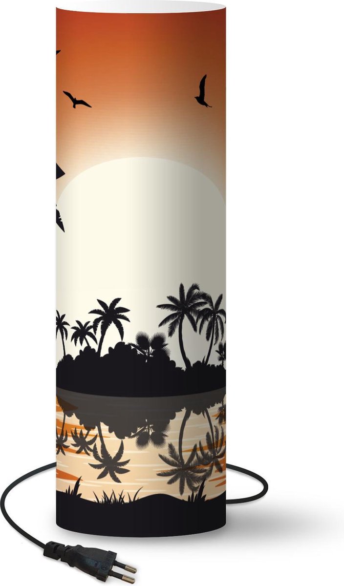 Lamp - Nachtlampje - Tafellamp slaapkamer - Zon - Eiland - Zee - 50 cm hoog - Ø15.9 cm - Inclusief LED lamp