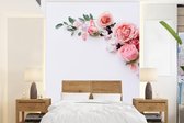 Behang - Fotobehang Bloemen - Rozen - Wit - Breedte 165 cm x hoogte 220 cm