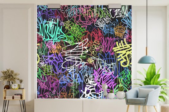 Behang - Fotobehang Street art - Vintage - Verf - Breedte 220 cm x hoogte 220 cm