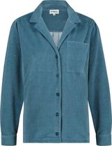 Cyell COASTAL BLUE VELVET dames lounge blouse - blauw - Maat 38 Blauw maat 38 (M)