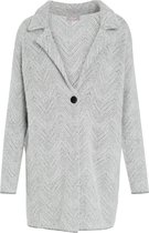 Cassis - Female - Cardigan in mantelstijl met kepermotief  - Lichtgrijs