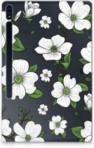 Back Cover Samsung Galaxy Tab S7 Plus Tablethoesje met Naam Dogwood Flowers met transparant zijkanten