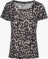 Jazlyn dames t-shirt met luipaardprint - Grijs - Maat S