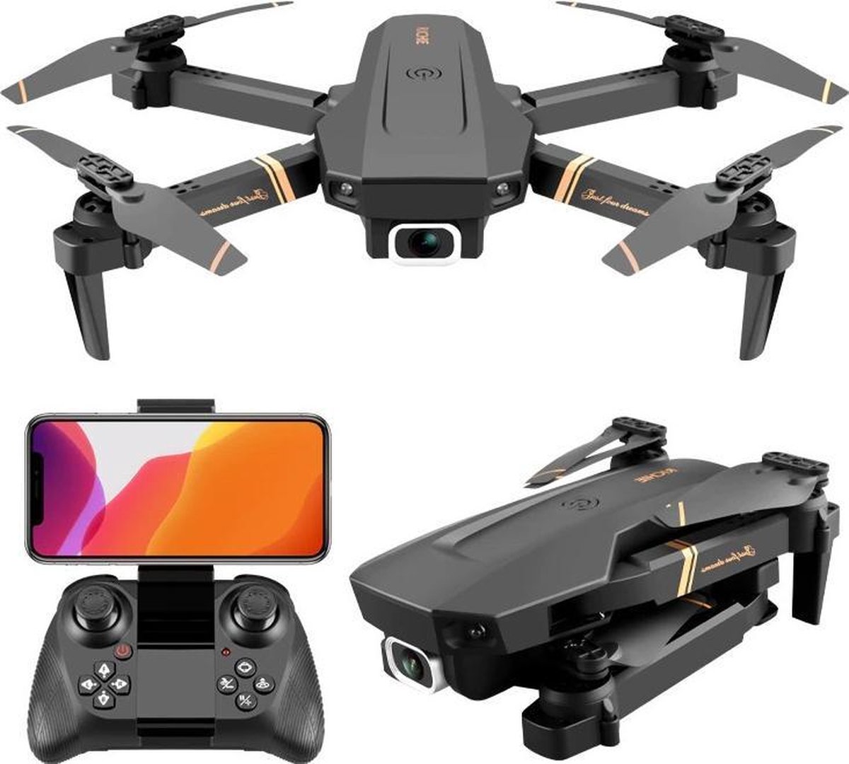 Drone - 4K Dual camera - Mini drone met camera - Track flight - Opvouwbaar - 40 minuten vliegtijd - Tot 100 meter afstand bestuurbaar