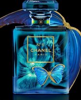Glasschilderij metal - parfumfles - Chanel - 60x80 cm - Wanddecoratie