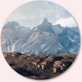 Muurcirkel ⌀ 70 cm - Snowy mountains in Chile - Aluminium Dibond - Landschappen - Rond Schilderij - Wandcirkel - Wanddecoratie
