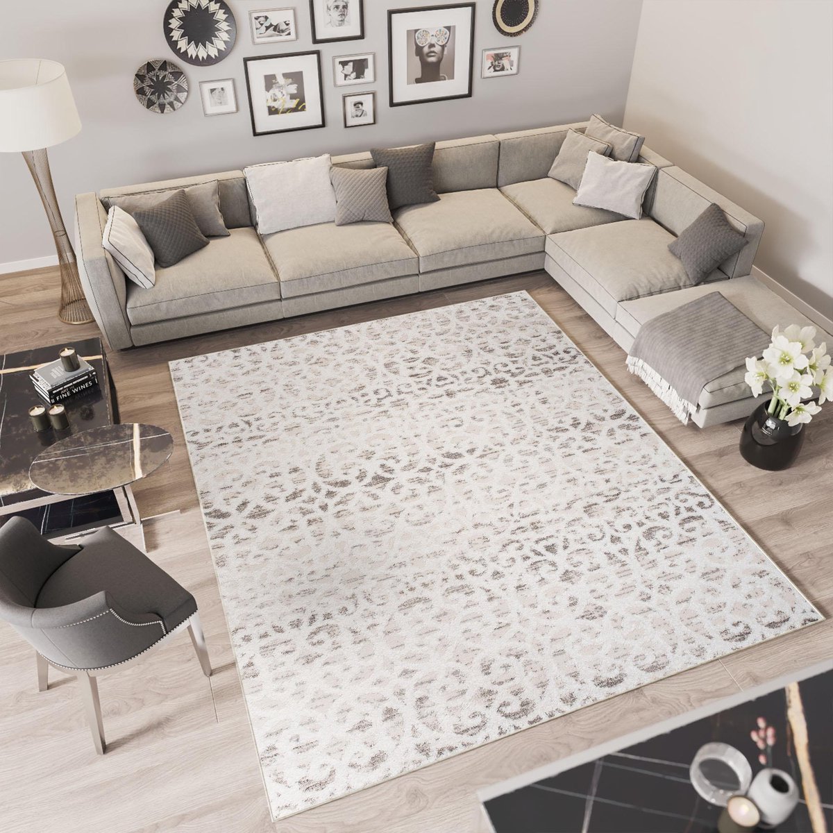 Tapiso Troya Vloerkleed Woonkamer Slaapkamer Licht Grijs Design Eyecatcher Interieur Stijlvol Woonsfeer Modern Trendy Duurzaam Hoogwaardig Tapijt Maat - 200x300 Lichtgrijs5