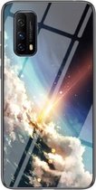 Voor vivo iQOO Z1x sterrenhemel geschilderd gehard glas TPU schokbestendige beschermhoes (heldere sterren)