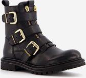 Groot leren meisjes biker boots - Zwart - Maat 30 - Echt leer