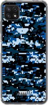 6F hoesje - geschikt voor Samsung Galaxy A22 5G -  Transparant TPU Case - Navy Camouflage #ffffff