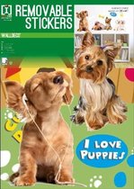 muurstickers Dogs junior A3 PVC bruin/wit 2-delig