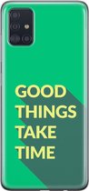 Samsung Galaxy A51 Telefoonhoesje - Transparant Siliconenhoesje - Flexibel - Met Quote - Good Things - Groen