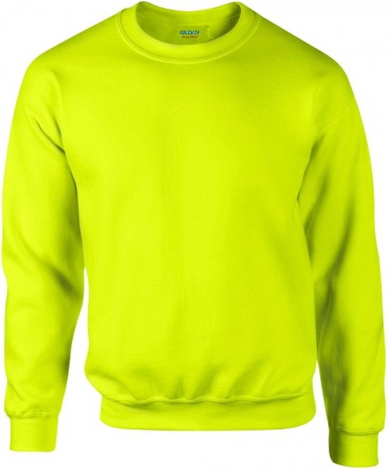 Sweatshirt jaune de sécurité à col rond, vu de face.