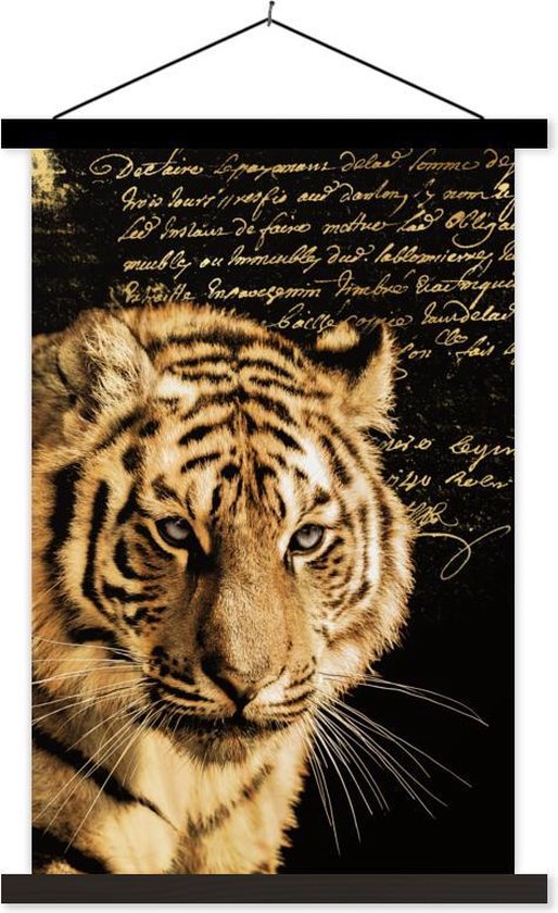 Affiche scolaire - Tigre - Texte - Or - 40x60 cm - Lattes noires