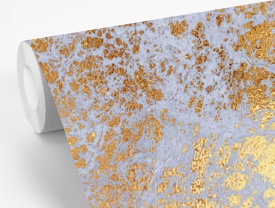 Behang - Fotobehang Marmer - Goud - Grijs - Breedte 300 cm x hoogte 300 cm