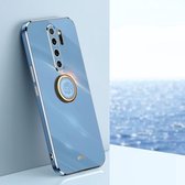 Voor Xiaomi Redmi Note 8 Pro XINLI Straight 6D Plating Gold Edge TPU Shockproof Case met Ring Holder (Celestial Blue)