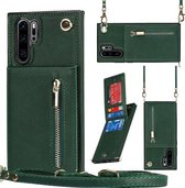 Voor Huawei P30 Pro Cross-body Rits Vierkante TPU + PU Achterkant Case met Houder & Kaartsleuven & Portemonnee & Riem (Groen)