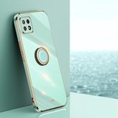 Voor OPPO A72 XINLI Straight 6D Plating Gold Edge TPU Shockproof Case met Ring Holder (Mint Green)