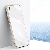 XINLI rechte 6D plating gouden rand TPU schokbestendige hoes voor iPhone 6/6s (wit)