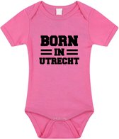 Born in Utrecht tekst baby rompertje roze meisjes - Kraamcadeau - Utrecht geboren cadeau 56 (1-2 maanden)