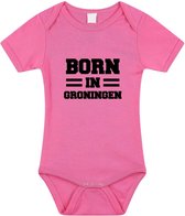 Born in Groningen tekst baby rompertje roze meisjes - Kraamcadeau - Groningen geboren cadeau 80 (9-12 maanden)