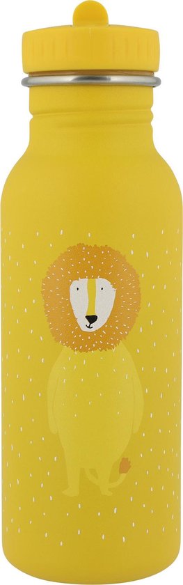 Gourde jaune avec une illustration de lion à crinière et des pois blancs.