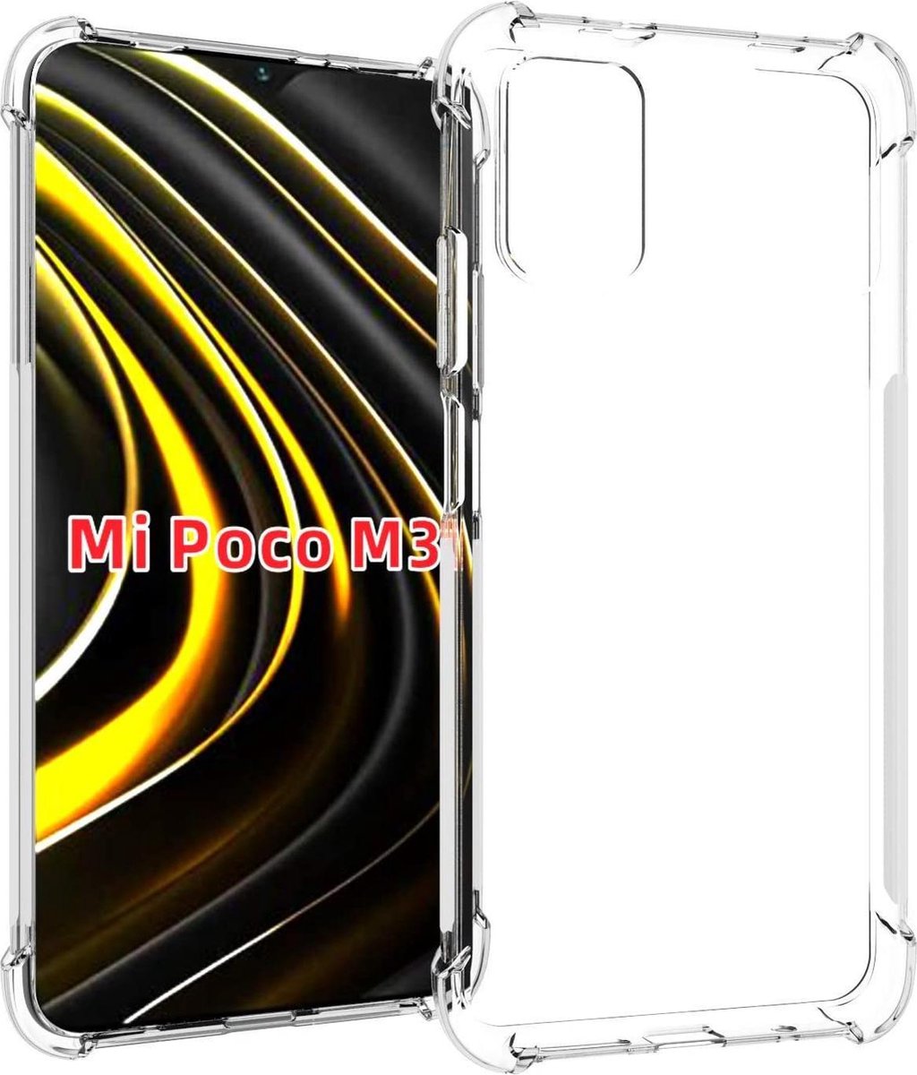 Hoesje Geschikt voor: Xiaomi POCO M3 - Anti Shock Silicone Bumper - Transparant