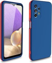 Voor Samsung Galaxy A22 5G Dual-color 360 Graden Volledige Dekking Beschermende PC + TPU Shockproof Case (Blauw)