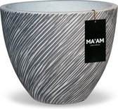 MA'AM Riley - Bloempot - D30x25 - Grijs -Industriele Plantenpot - Streep Design - Afwateringsgat - Vorstbestendig