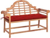 Medina Tuinbank met rood kussen 120 cm massief teakhout