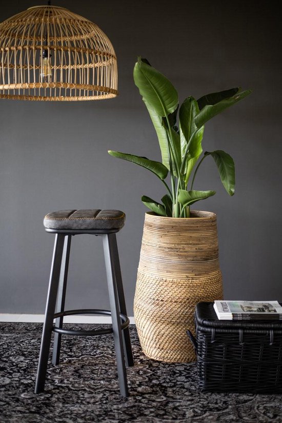 Ficher Stro weven bloem plant pot rieten mand rotan bloempot opbergmand handgemaakte geweven plantenbak mand eenvoudig te installeren gemakkelijk te gebruiken L