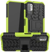 Rugged Kickstand Back Cover - Xiaomi Redmi Note 10 5G Hoesje - Groen