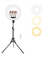 Ringlamp met Statief voor 3 Smartphones - Draaibare Ringlight met Statief 13 inch / 33 cm - Dimbare Ringlamp - In Hoogte Verstelbare Ring Lamp tot 200 cm