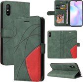 Voor Xiaomi Redmi 9A Dual-color Splicing Horizontale Flip PU Lederen Case met Houder & Kaartsleuven & Portemonnee (Groen)