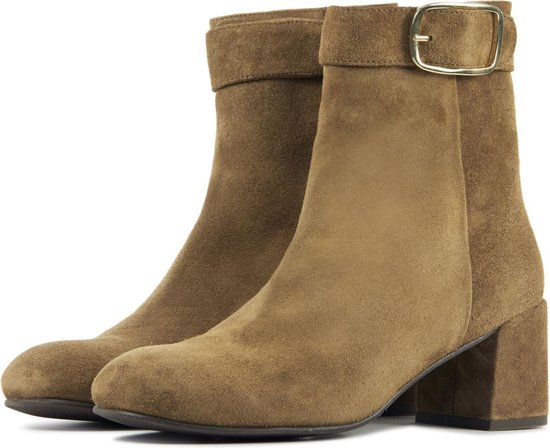 Stefano Lauran Enkellaarsjes Dames / Laarzen / Damesschoenen - Suède -  S1056 - Cognac | bol.com
