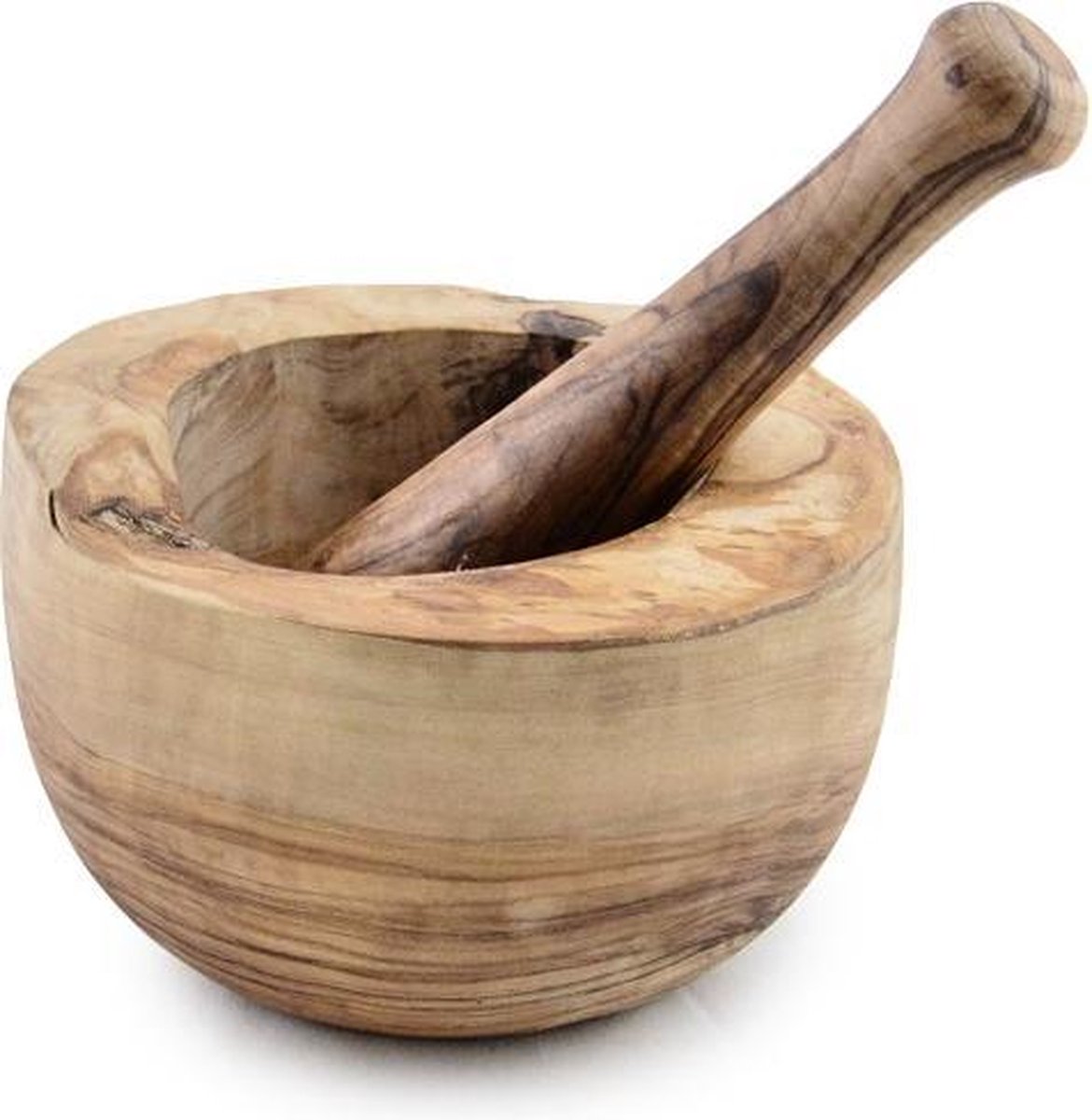 Bowls and Dishes Pure Olive Wood Olijfhouten Vijzel 16 cm met stamper