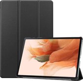 Tri-Fold Book Case Kunstleer Zwarte Hoes Geschikt voor Samsung Galaxy Tab S7 FE