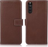 Voor Sony Xperia 10 III Litchi Textuur PU + TPU Horizontale Flip Leather Case met Houder & Kaartsleuven & Portemonnee (Bruin)