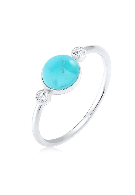 Elli Dames Ring Dames Boho Trend met Zirconia Kristallen Howlith in 925 Sterling Zilver