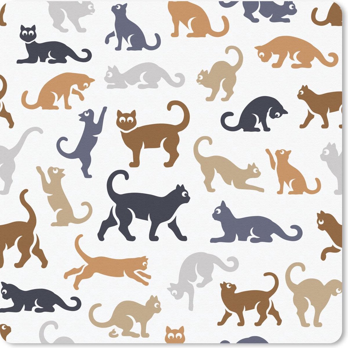 Muismat 30x30 cm - Mousepad Katten - Patronen - Bruin - Muismatten