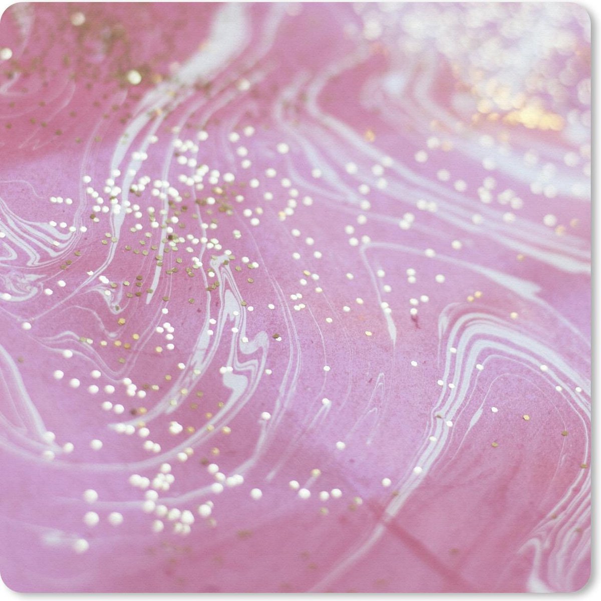 Muismat 30x30 cm - Mousepad Marmer - Goud - Wit - Roze - Muismatten
