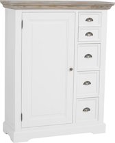 Ladekast - louisiana dressoir - 1 dr 5 lades - wit - 0x100x128