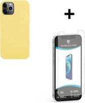 ShieldCase Pantone siliconen hoesje geschikt voor Apple iPhone 12 / 12 Pro - geel + glazen Screen Protector