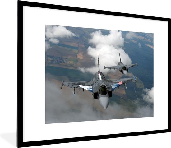 Fotolijst incl. Poster - Vliegtuig - Straaljager - Boerderij - 80x60 cm - Posterlijst