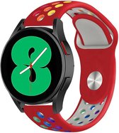 Strap-it Sport bandje - geschikt voor Samsung Galaxy Watch 6 / 6 Classic / Watch 5 / 5 Pro / Watch 4 / 4 Classic - sport siliconen bandje voor Galaxy Watch 4-5-6 alle varianten - rood/kleurrijk