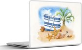 Laptop sticker - 13.3 inch - Palmboom - Tas - Schelpen - 31x22,5cm - Laptopstickers - Laptop skin - Cover