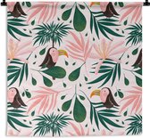 Tapisserie - Tapisserie - Toucan - Feuilles - Rose - 90x90 cm - Tapisserie