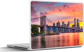 Sticker ordinateur portable - 11,6 pouces - New York - Soleil - Pont de Brooklyn
